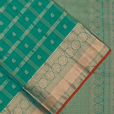 Coimbatore Soft Silk Checks And Butta Sea Green Saree