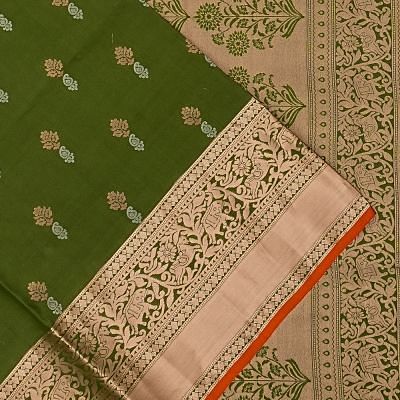 Coimbatore Soft Silk Butta Mehandi Green Saree