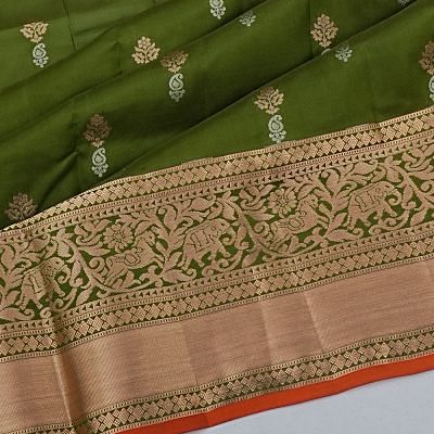 Coimbatore Soft Silk Butta Mehandi Green Saree