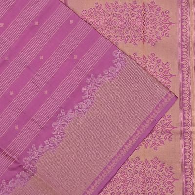 Coimbatore Soft Silk Horizontal Lines And Butta Lavender Saree