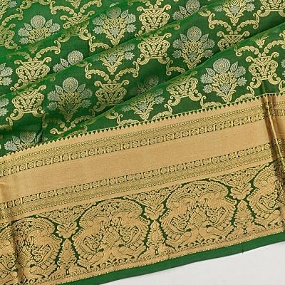 Coimbatore Soft Silk Brocade Dark Green Saree