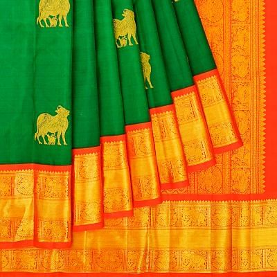 Kanchipuram Silk Butta Green Saree