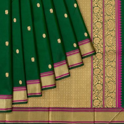 Classic Kanchipuram Silk Butta Dark Green Saree