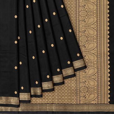 Classic Kanchipuram Silk Butta Black Saree