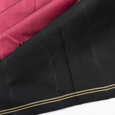 Classic Kanchipuram Silk Plain Pink Saree With Rettai Pettu Border