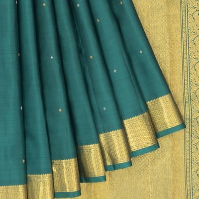 Kanchipuram Silk Butta Teal Green Saree