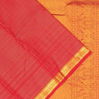 Kanchipuram Silk Horizontal Lines Pink Saree