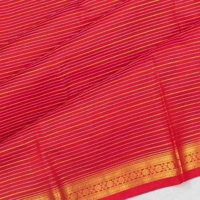 Kanchipuram Silk Horizontal Lines Pink Saree