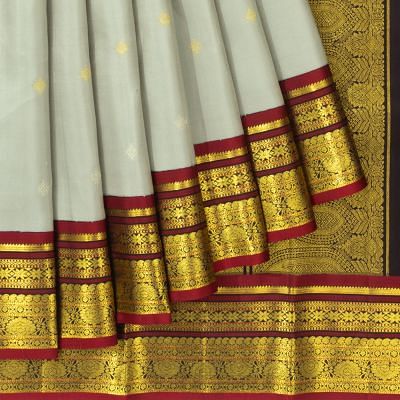 Classic Kanchipuram Silk Butta Pastel Grey Saree