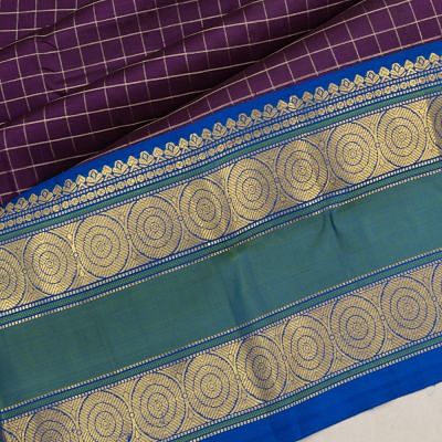 Classic Kanchipuram Silk Checks Purple Saree