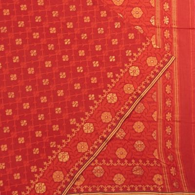 Dhakai Muslin Jamdani Cotton Red Saree