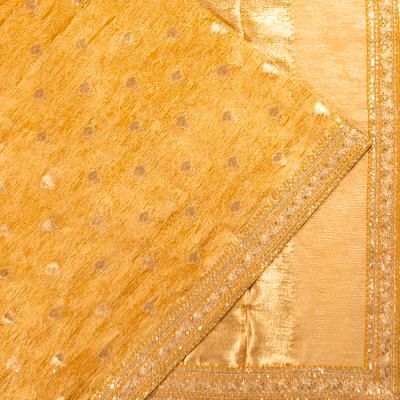 Organza Crushed Tissue Butta Mustard Yellow Saree