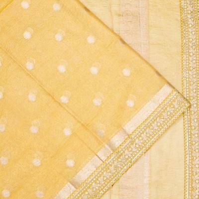 Organza Crushed Tissue Butta Yellow Saree