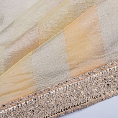 Organza Tissue Vertical Lines Multicolour Cream Saree