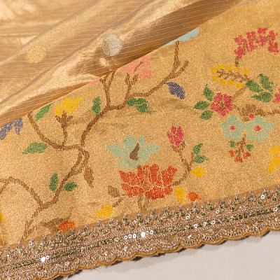 Organza Tissue Butta Gold Saree