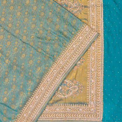 Banarasi Soft Silk Brocade Sky Blue Saree With Embroidery Border