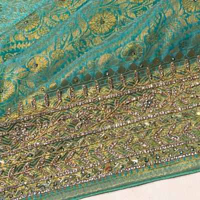 Banarasi Soft Silk Brocade Sky Blue Saree With Embroidery Border