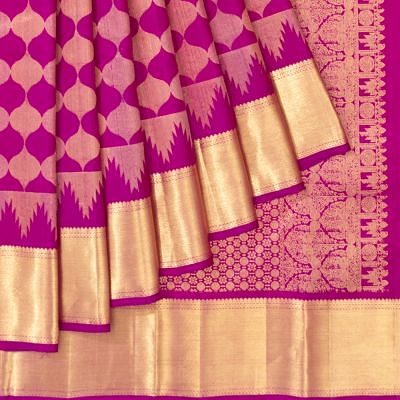 Kanchipuram Silk Geometrical Brocade Rani Pink Saree