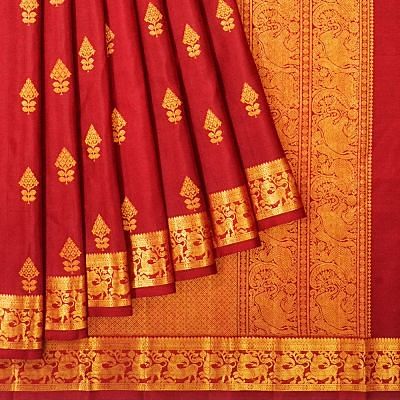 Kanchipuram Silk Butta Maroon Saree