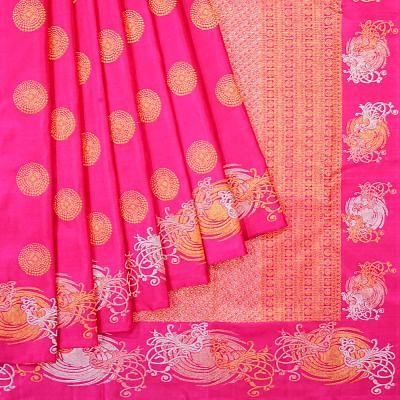 Kanchipuram Silk Butta Rani Pink Saree