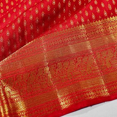 Kanchipuram Silk Brocade Red Saree