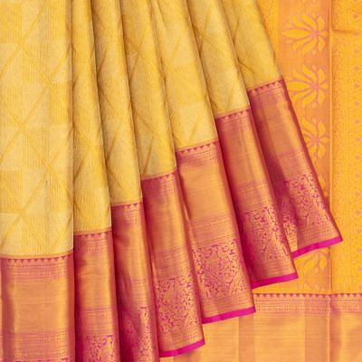 Taranga Kanchi Silk Tissue Geometrical Brocade Gold Saree