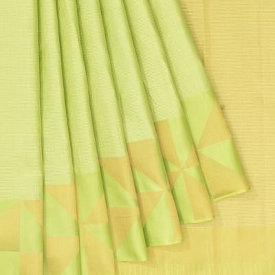 Kanchipuram Silk Oosi Lines Pista Green Saree