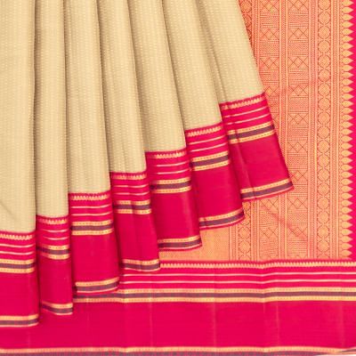 Classic Kanchipuram Silk Brocade Beige Saree