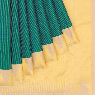 Kanchipuram Silk Vertical Lines Teal Green Saree