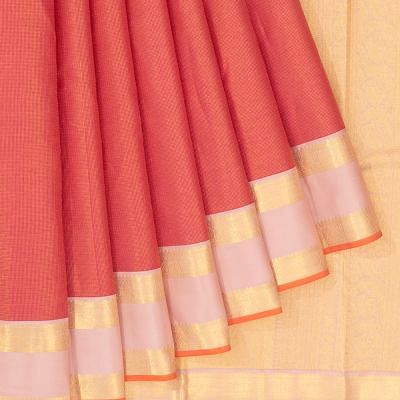 Classic Kanchipuram Silk Checks Pink Saree