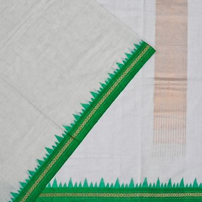 Ponduru Handspun Cotton Plain White Saree