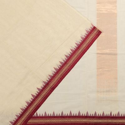 Ponduru Handspun Cotton Plain Cream Saree