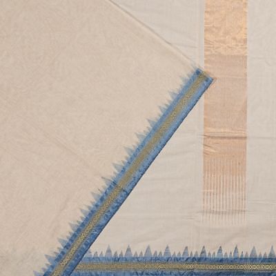 Ponduru Handspun Cotton Plain White Saree