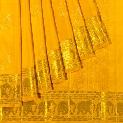 Kanchipuram Silk Butta Yellow Saree