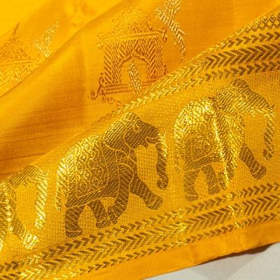 Kanchipuram Silk Butta Yellow Saree