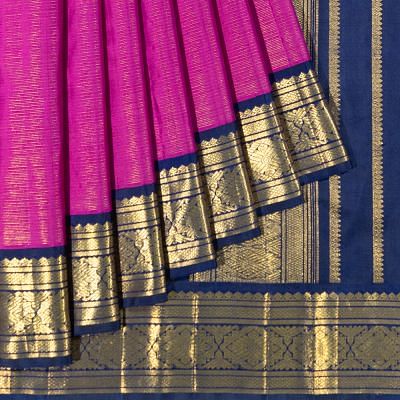 Kanchipuram Silk Oosi Lines Purple Saree