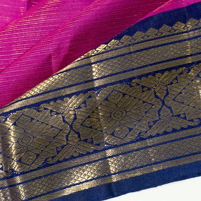 Kanchipuram Silk Oosi Lines Purple Saree