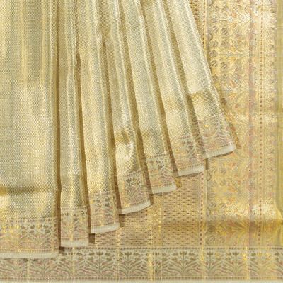 Kanchipuram Silk Tissue Brocade Gold Saree