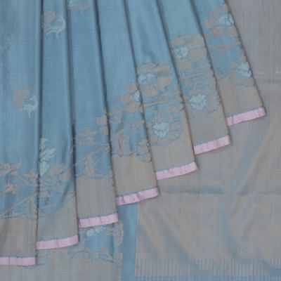 Uppada Silk Jamdani Butta Powder Blue Saree