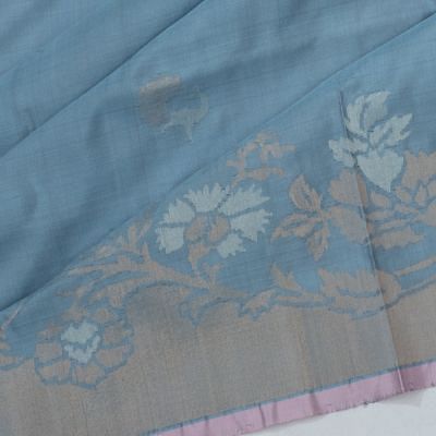 Uppada Silk Jamdani Butta Powder Blue Saree