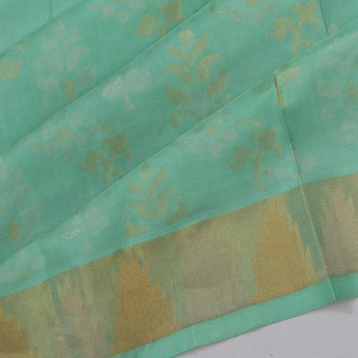 Uppada Silk Jamdani Butta Sea Green Saree