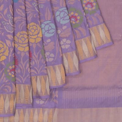 Uppada Silk Jamdani Jaal Lavender Saree