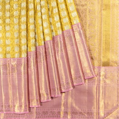 Kanchipuram Silk Tissue Brocade Gold Saree