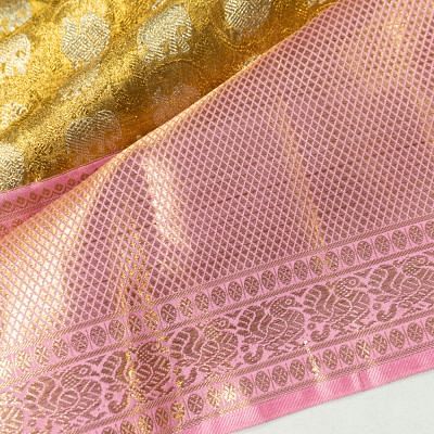 Kanchipuram Silk Tissue Brocade Gold Saree