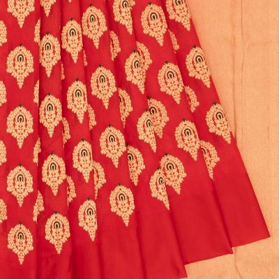 Pure Chanderi Silk Butta Red Saree