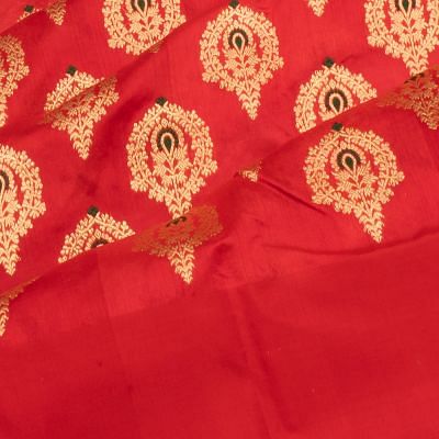 Pure Chanderi Silk Butta Red Saree