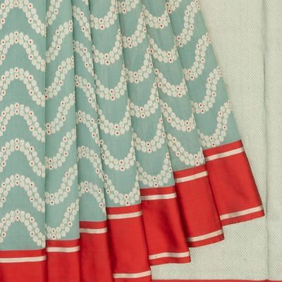 Pure Chanderi Silk Jaal Powder Blue Saree