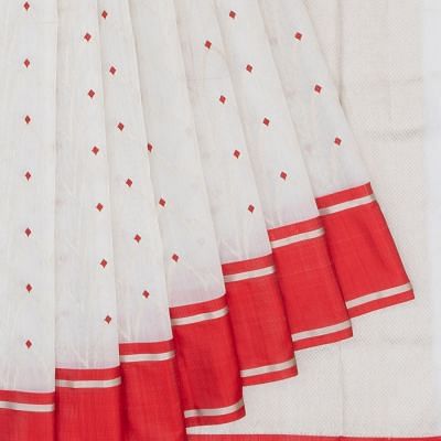 Pure Chanderi Silk Jaal White Saree