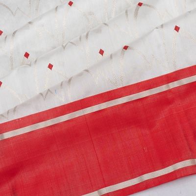 Pure Chanderi Silk Jaal White Saree