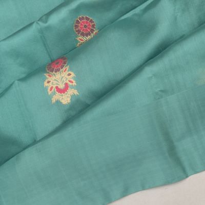 Pure Chanderi Silk Butta Aqua Blue Saree